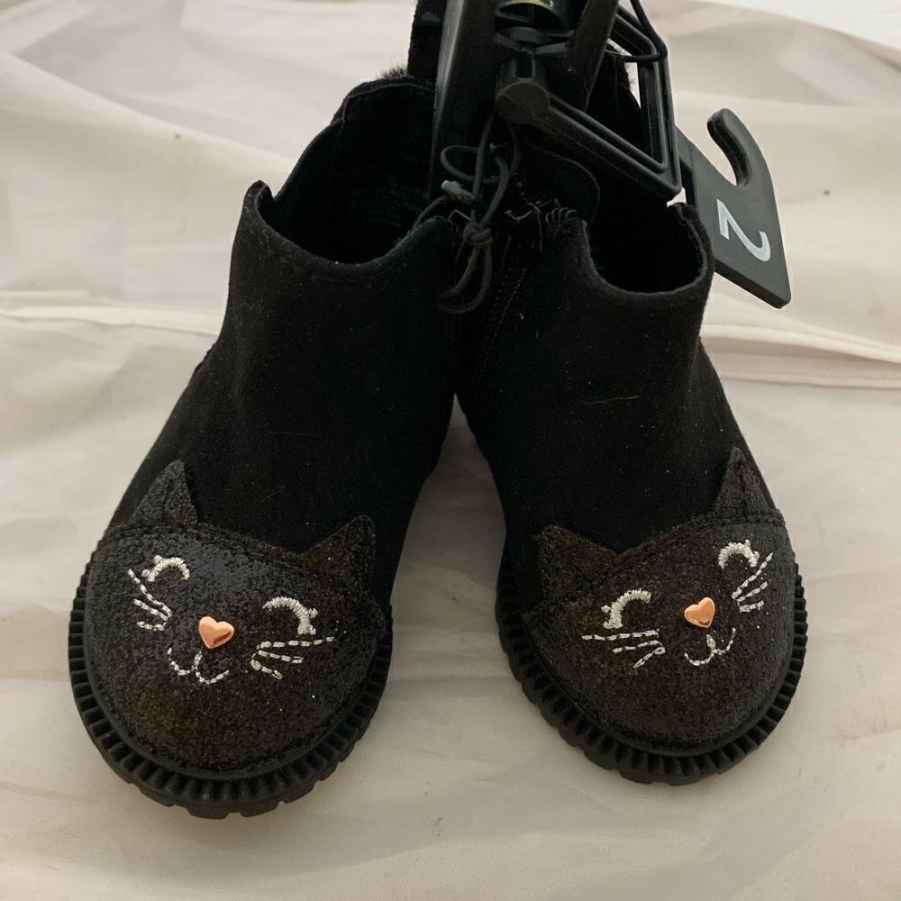 Girls Size 2 Black Cat Chelsea Critter Boots *New*